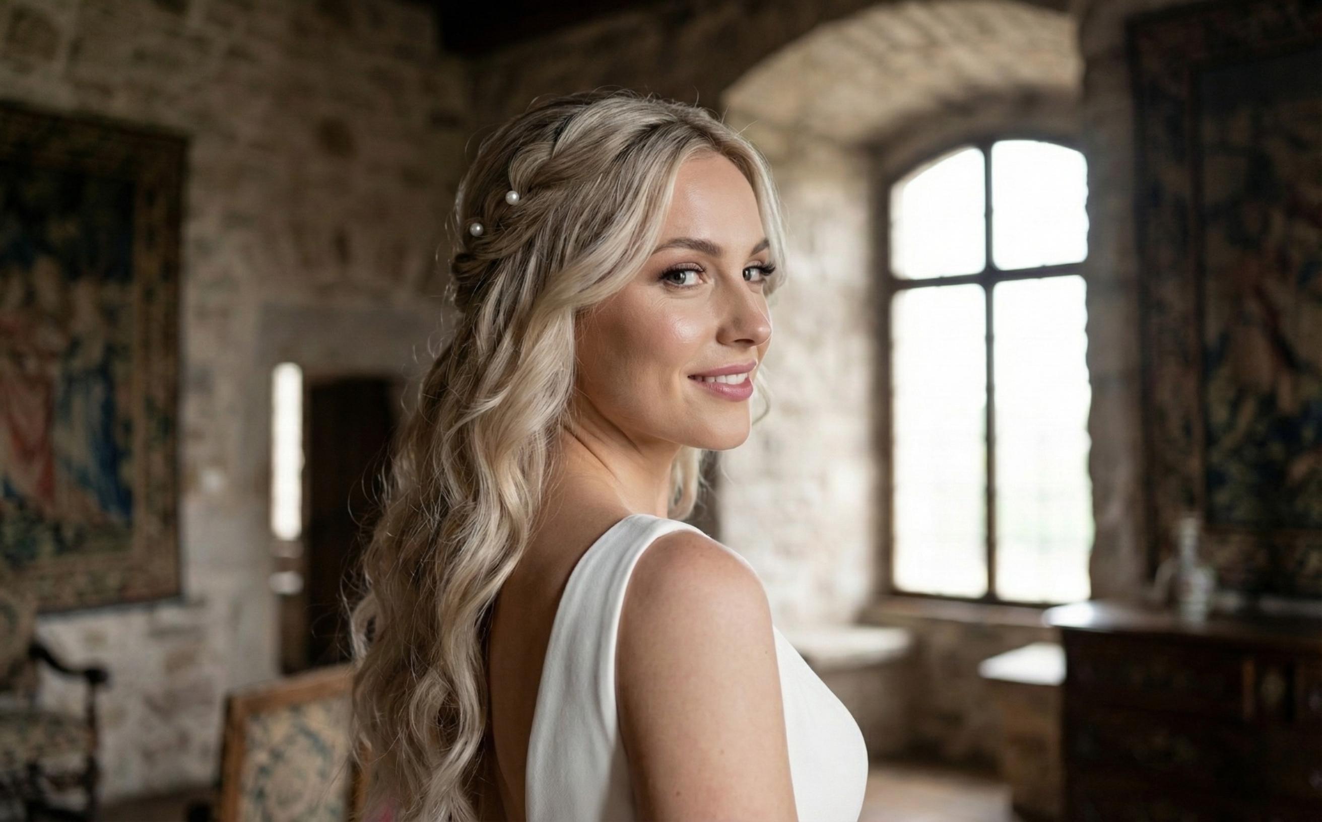 Bruidskapsel losse krullen beach look