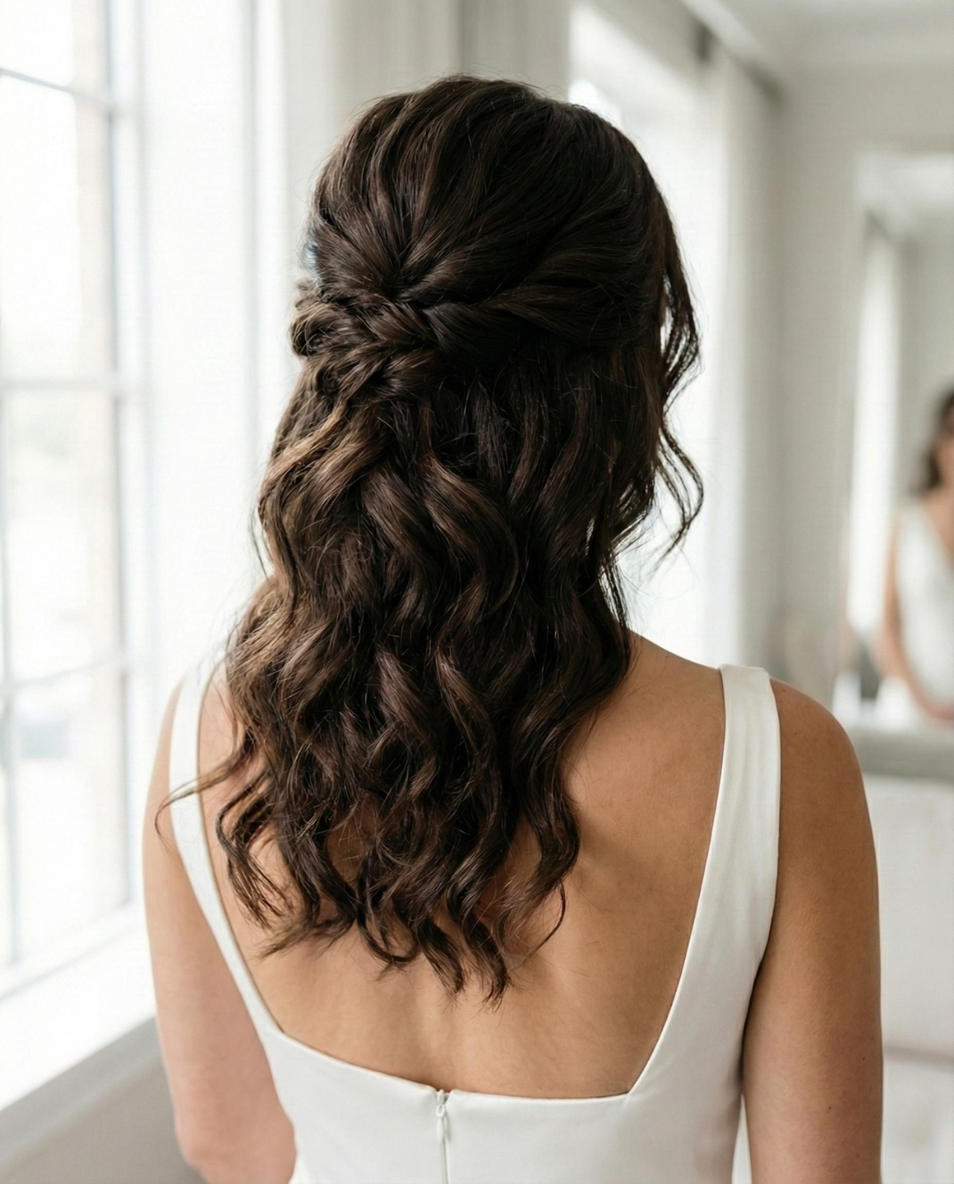 Bruidskapsel halfopgestoken boho waves Noord-Brabant